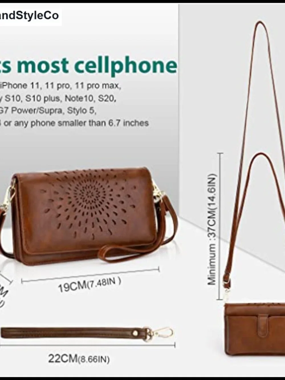 Women's Crossbody Bag with RFID Blocking Wristlet Wallet Phone Purse Vegan